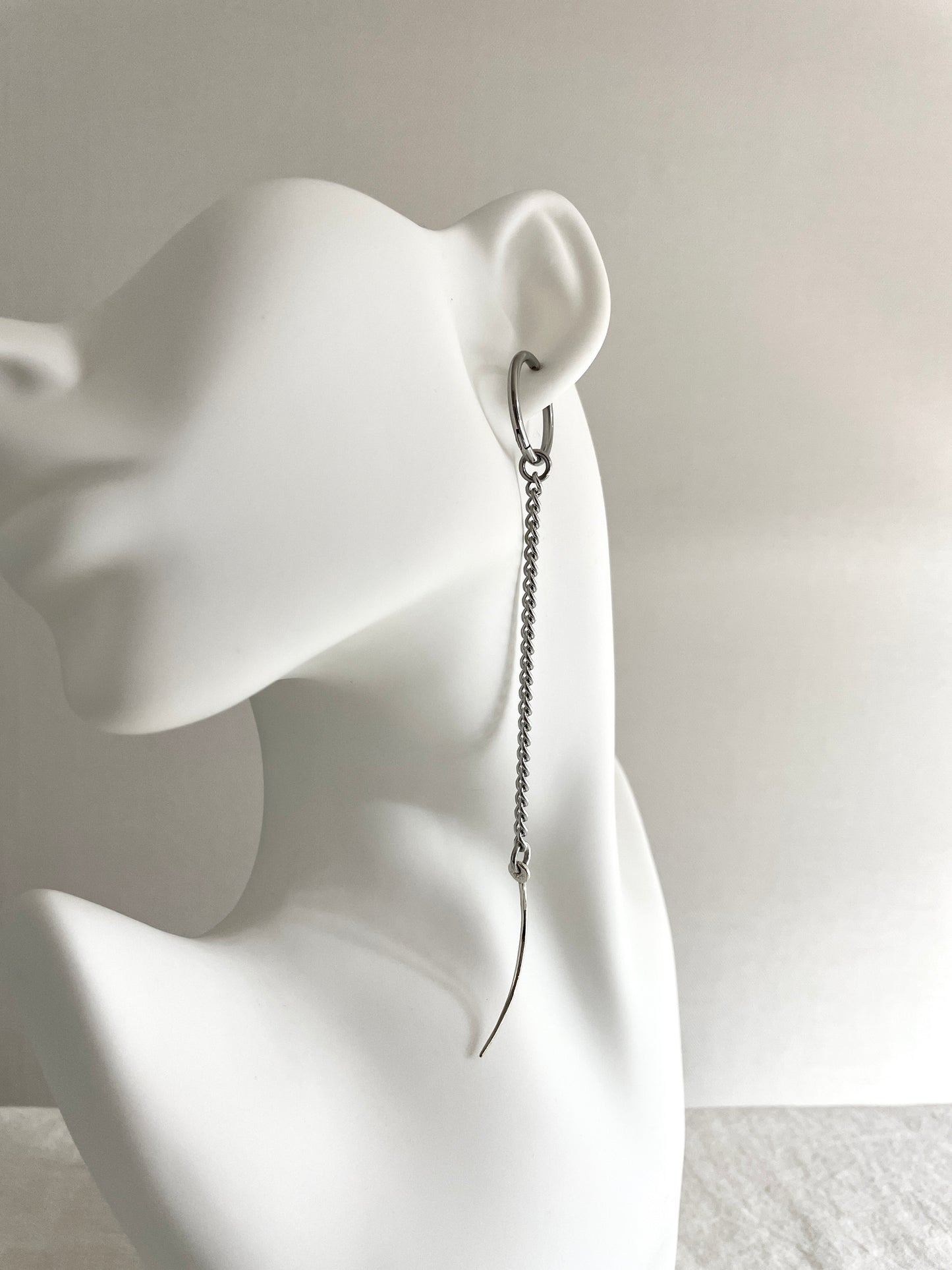 The Curve-2 long chain earrings Silver 925 Limited Edition Handcrafted - MEKERA STUDIOS