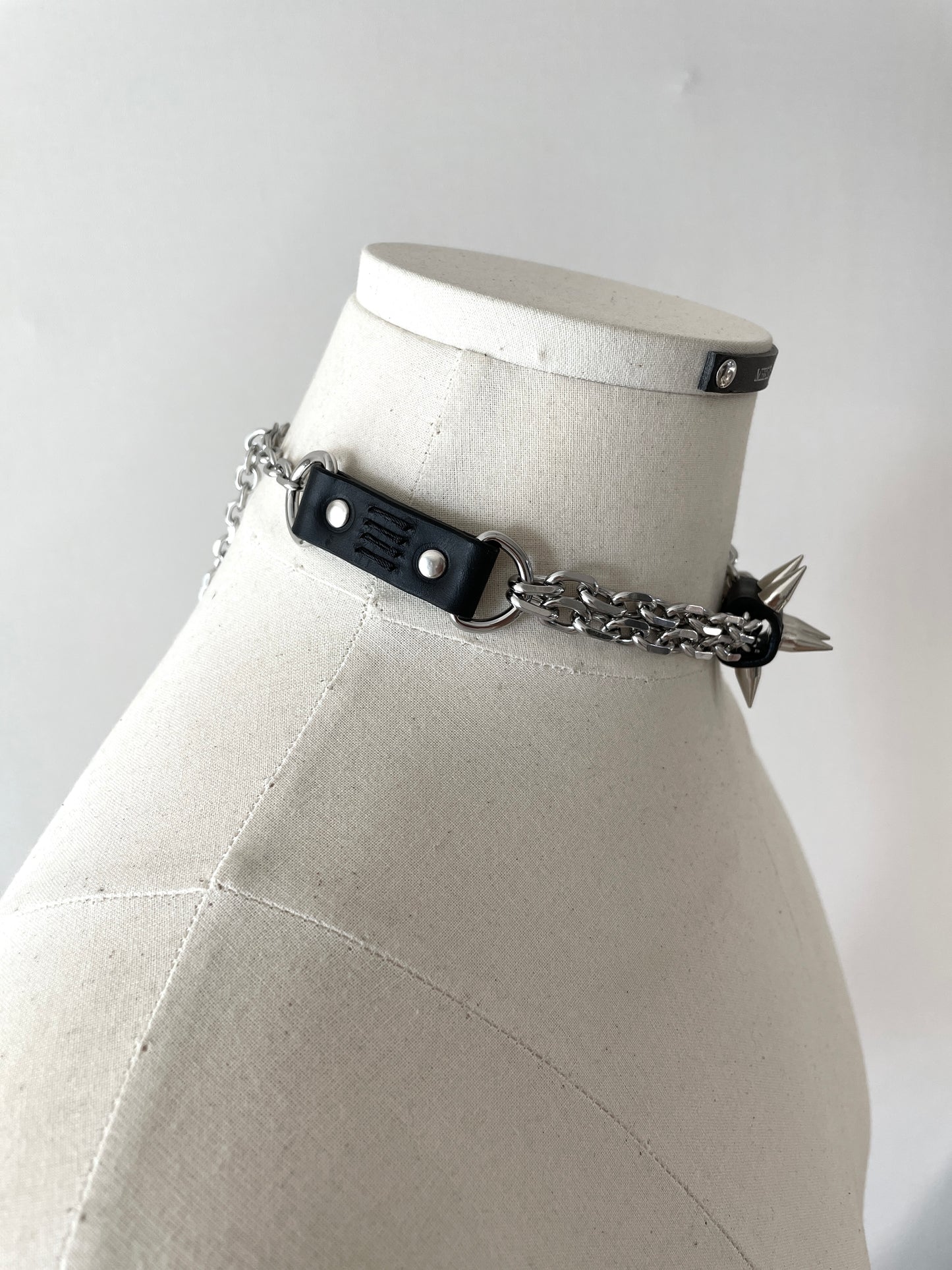 CX1 Limited Edition Handcrafted Choker Spike Necklace Leather Chain - MEKERA STUDIOS