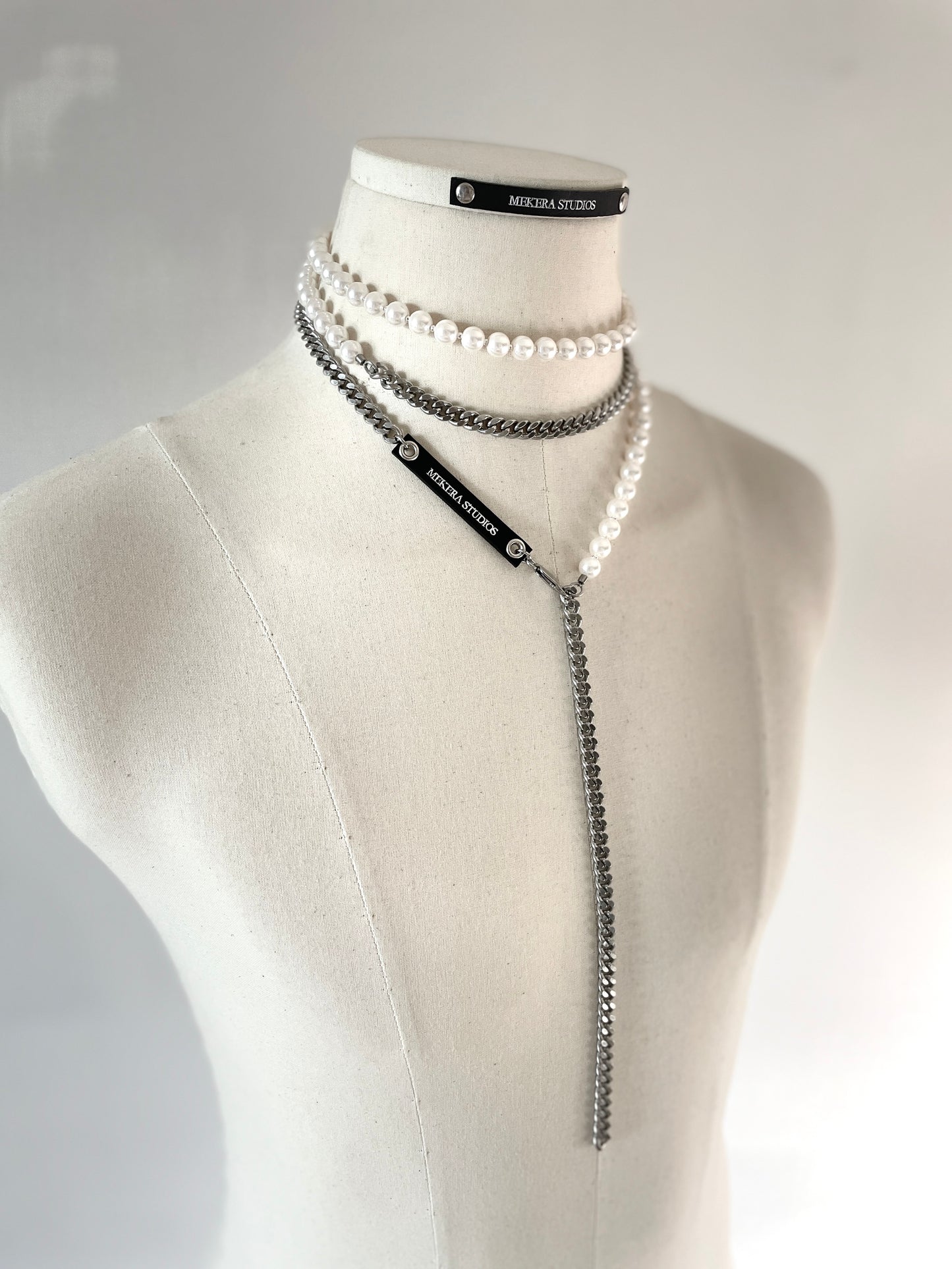 VYP1 Pearl Necklace Long chain Handcrafted Choker - MEKERA STUDIOS