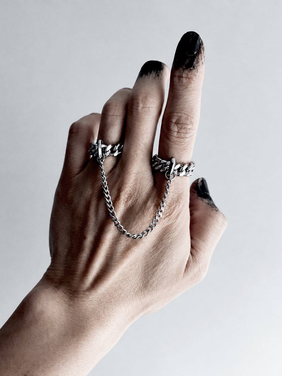 Love Chain Ring, Double slave Ring, Connected Chain Ring CR-1