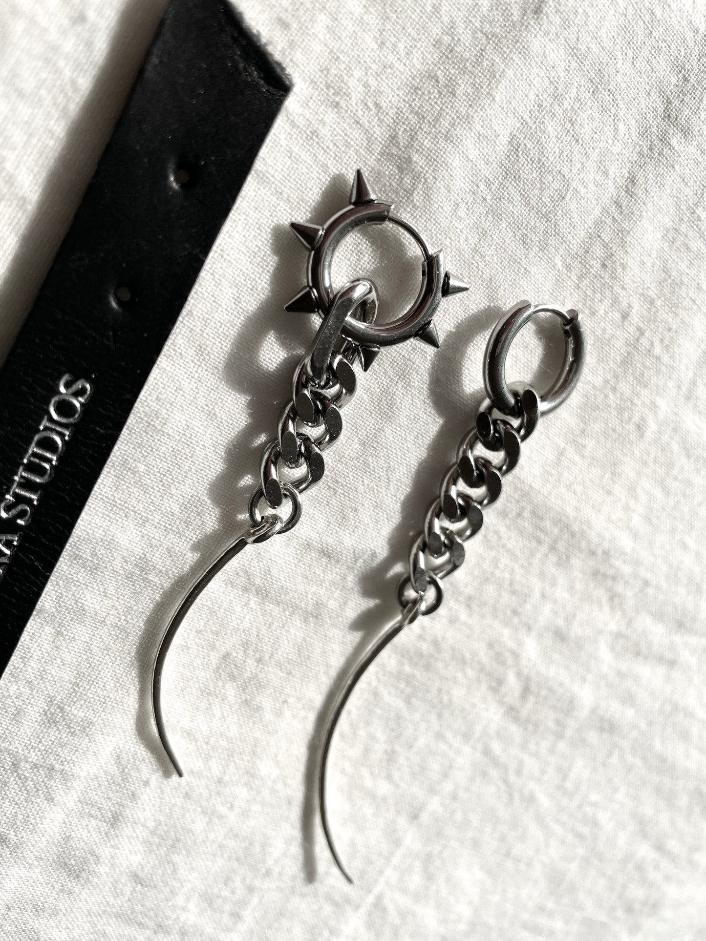 The Curve-3 long chain Spike earrings Silver 925 Limited Edition Handcrafted - MEKERA STUDIOS