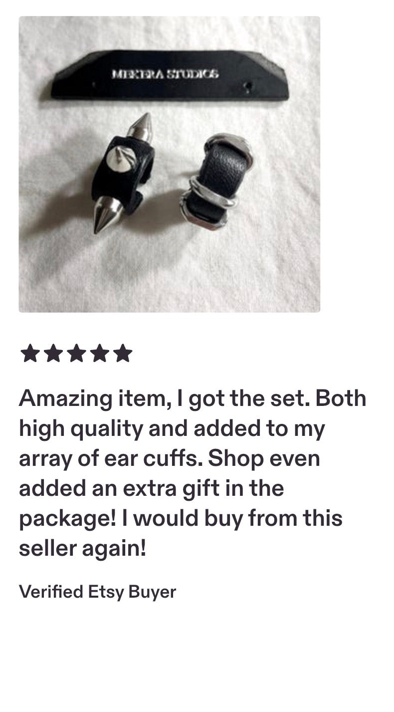 Handcrafted Leather Spike Ear Cuff M-10 limited edition by artisans ー MEKERA STUDIOS