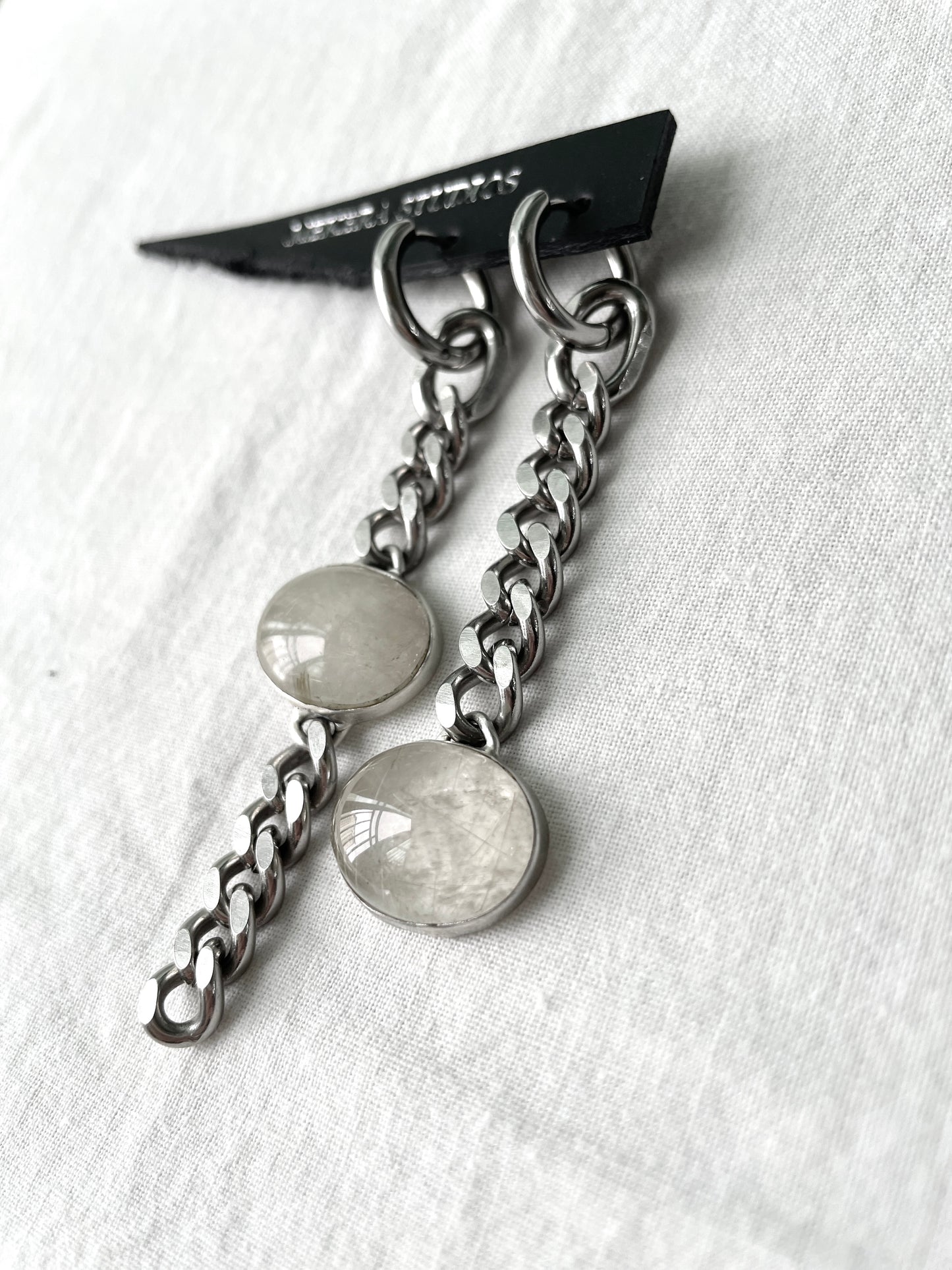 SCE1- Quartz chain Drop Earrings + Necklace Limited Edition Handcrafted gemstone - MEKERA STUDIOS