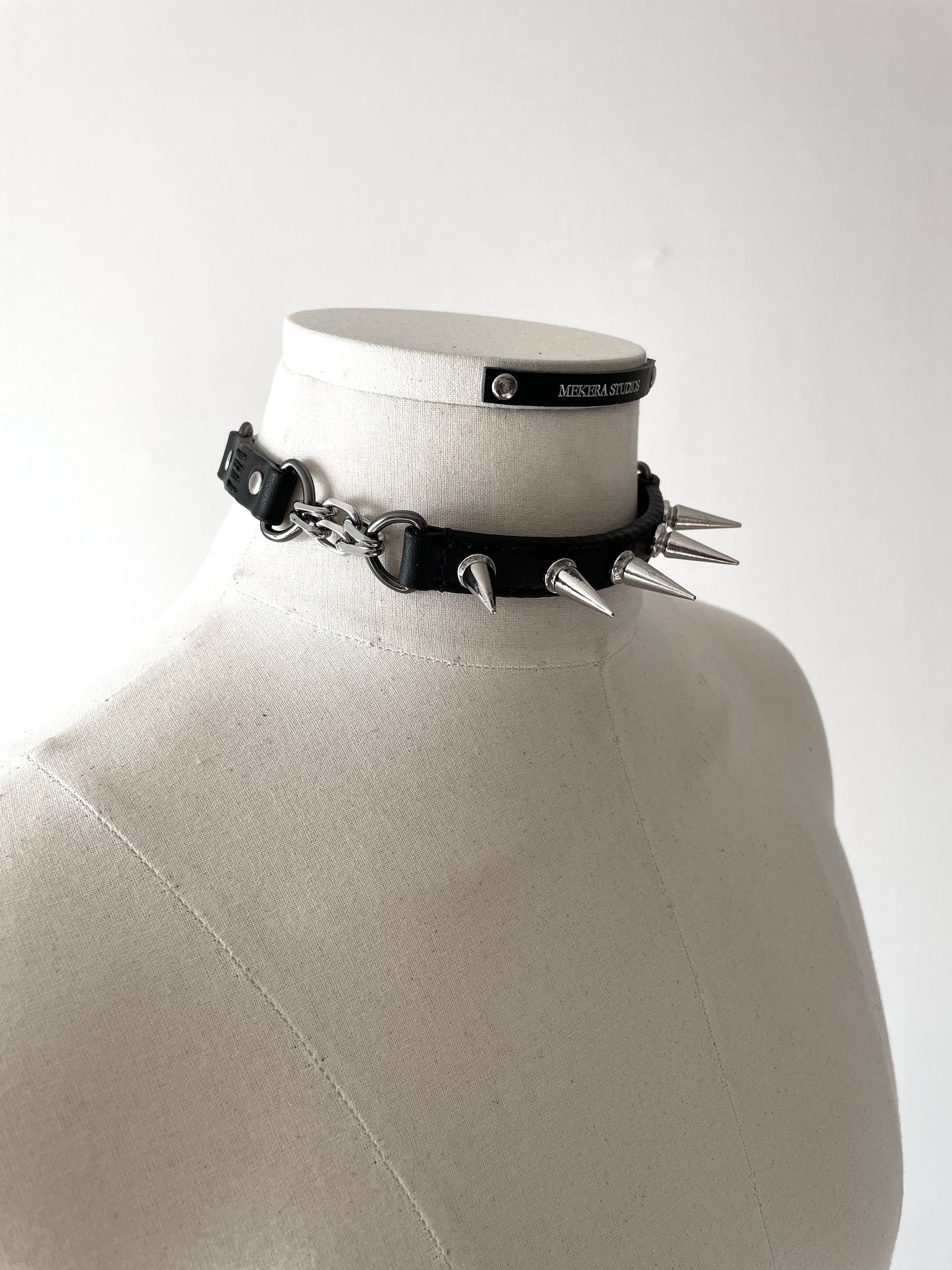 CX6 Limited Edition Handcrafted Leather Spike Choker Necklace - MEKERA STUDIOS