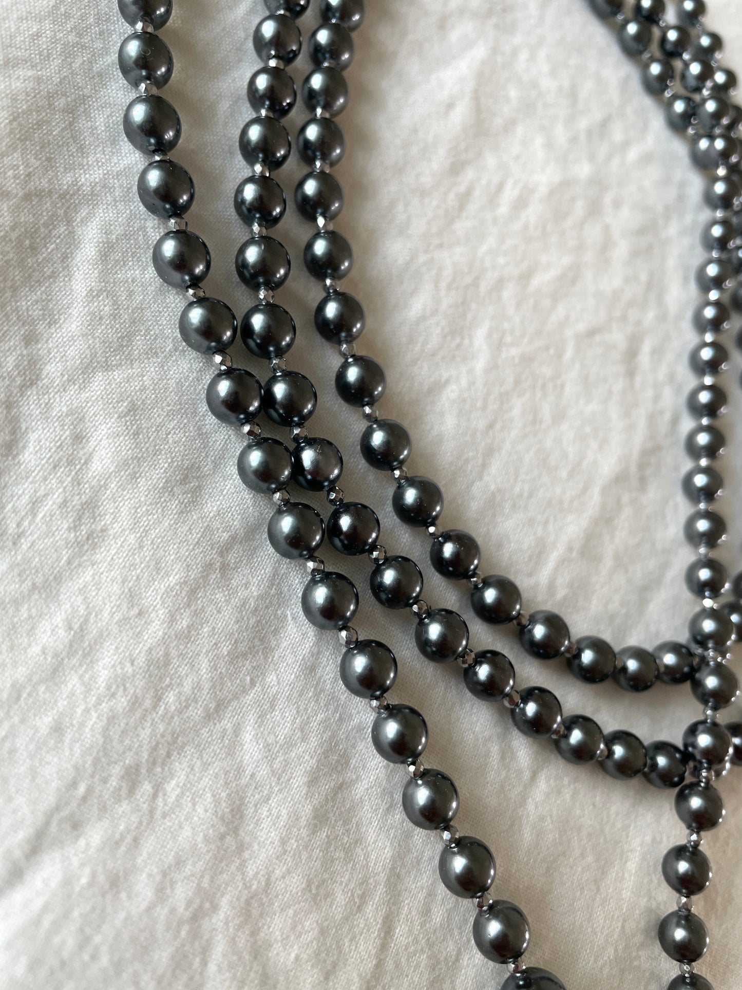 Black Pearl Necklace NP18 Spike multiple Long chain N-PUNK collection Handcrafted MEKERA STUDIOS