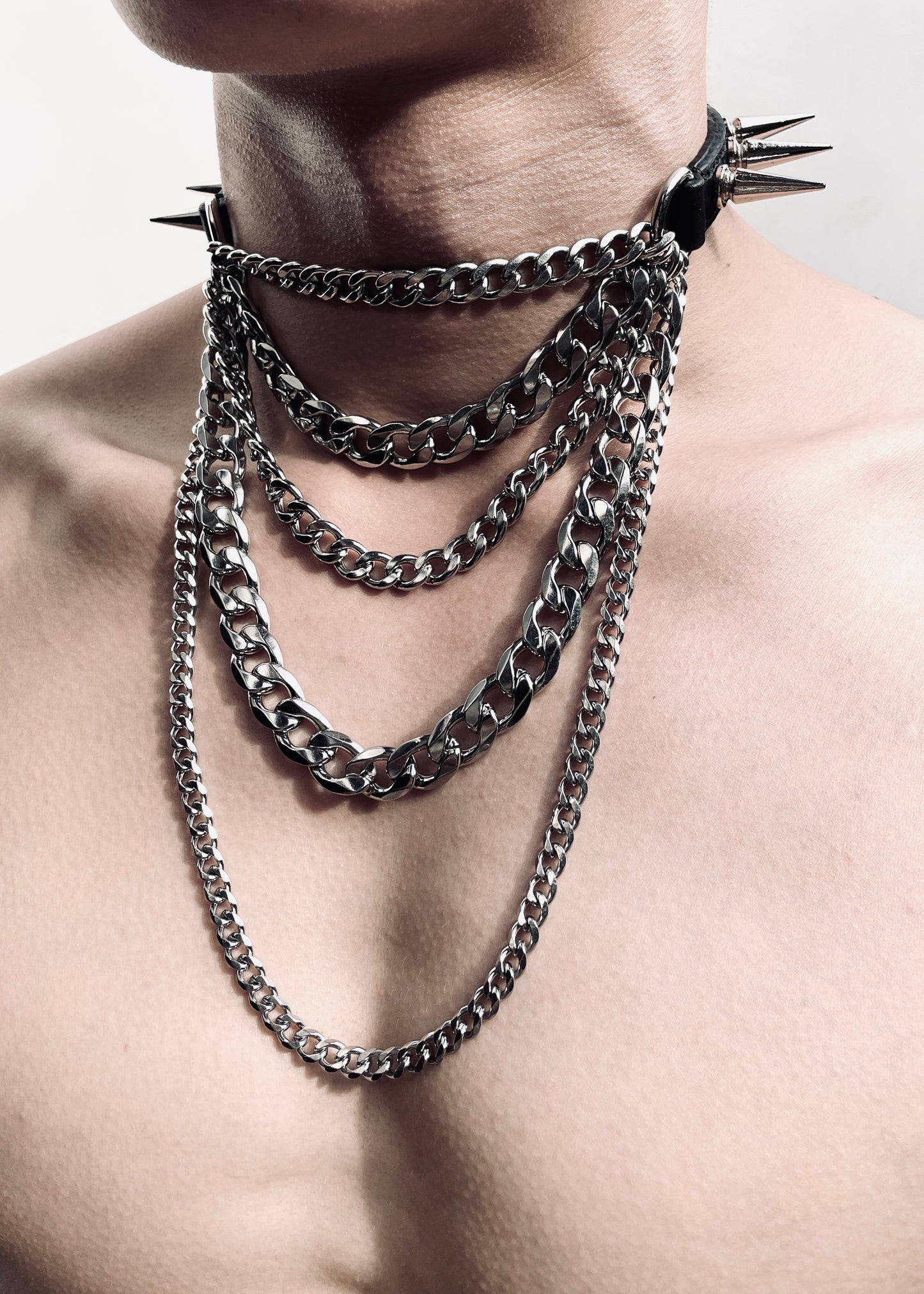 MXS1-SPIKES Limited Edition Handcrafted Leather Choker Necklace Chain For women For men - MEKERA STUDIOS