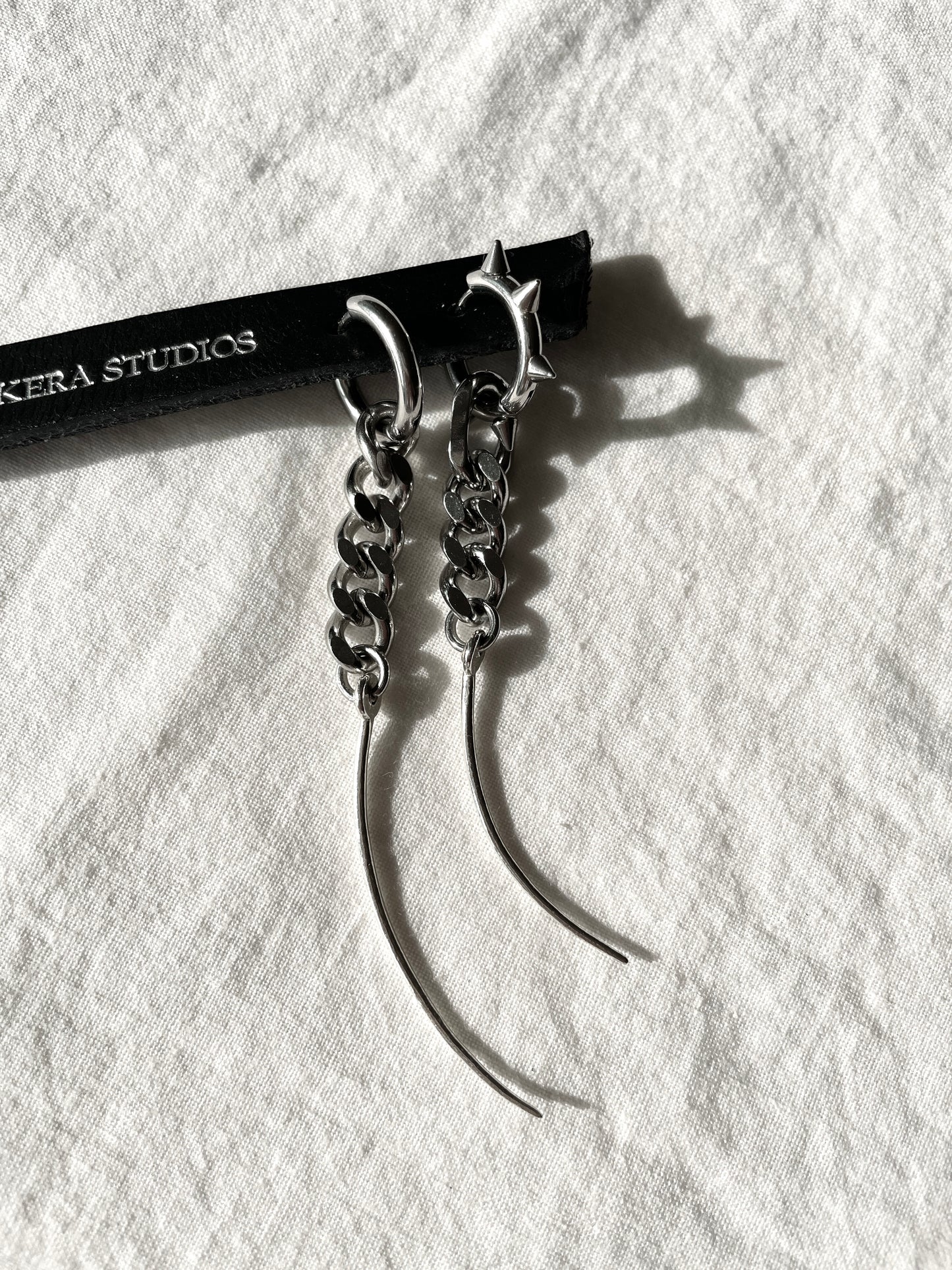 The Curve-3 long chain Spike earrings Silver 925 Limited Edition Handcrafted - MEKERA STUDIOS