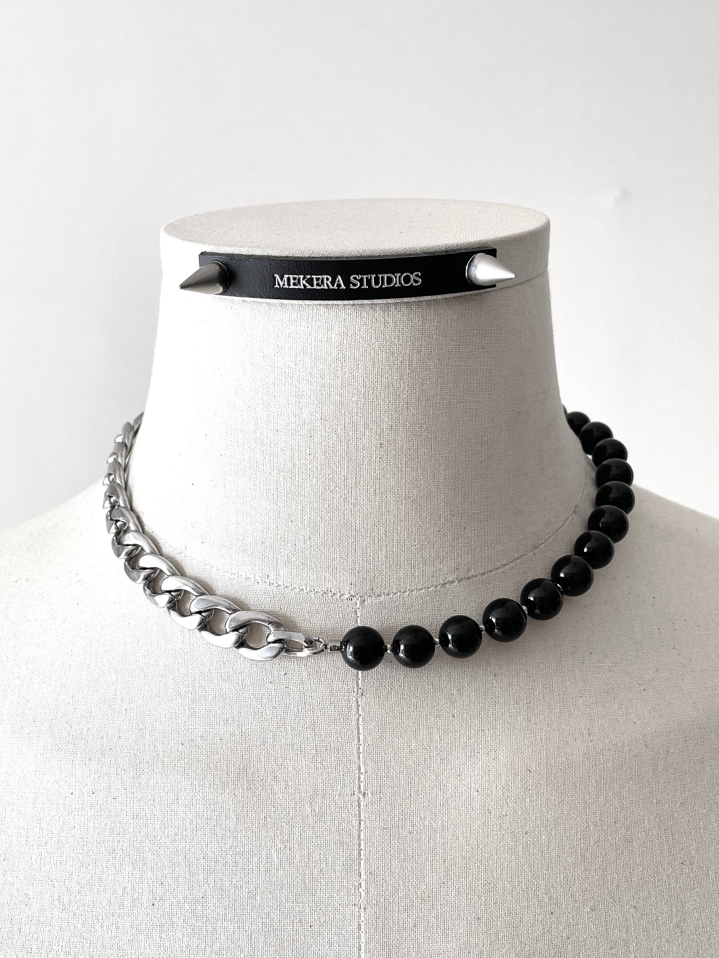 Onyx & Chunky chain Necklace NP20 - MEKERA STUDIOS