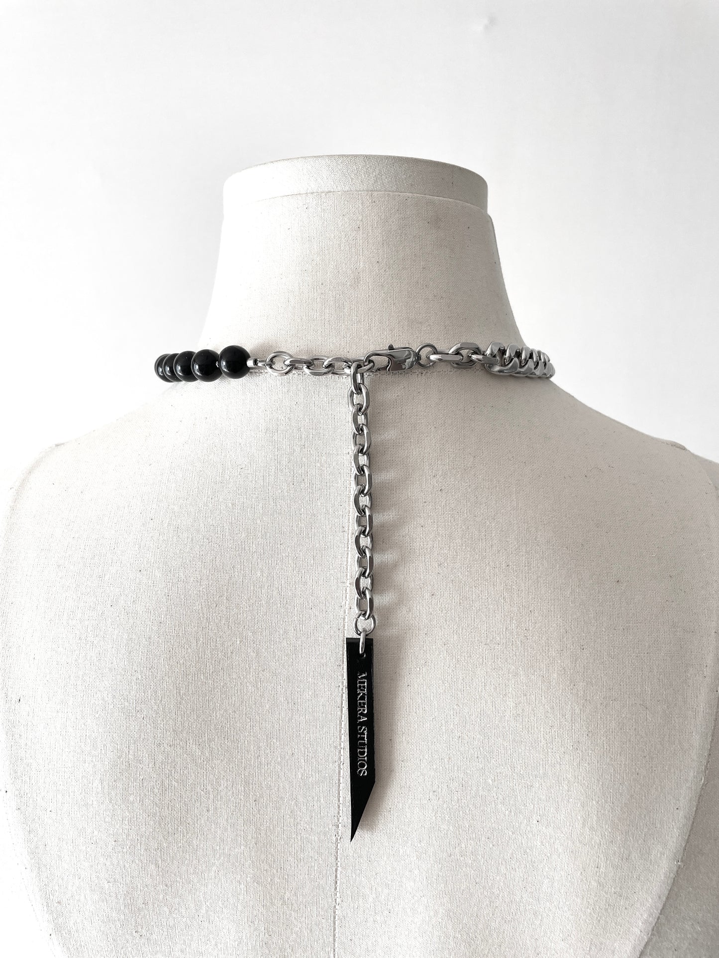 Onyx & Chunky chain Necklace NP20 - MEKERA STUDIOS