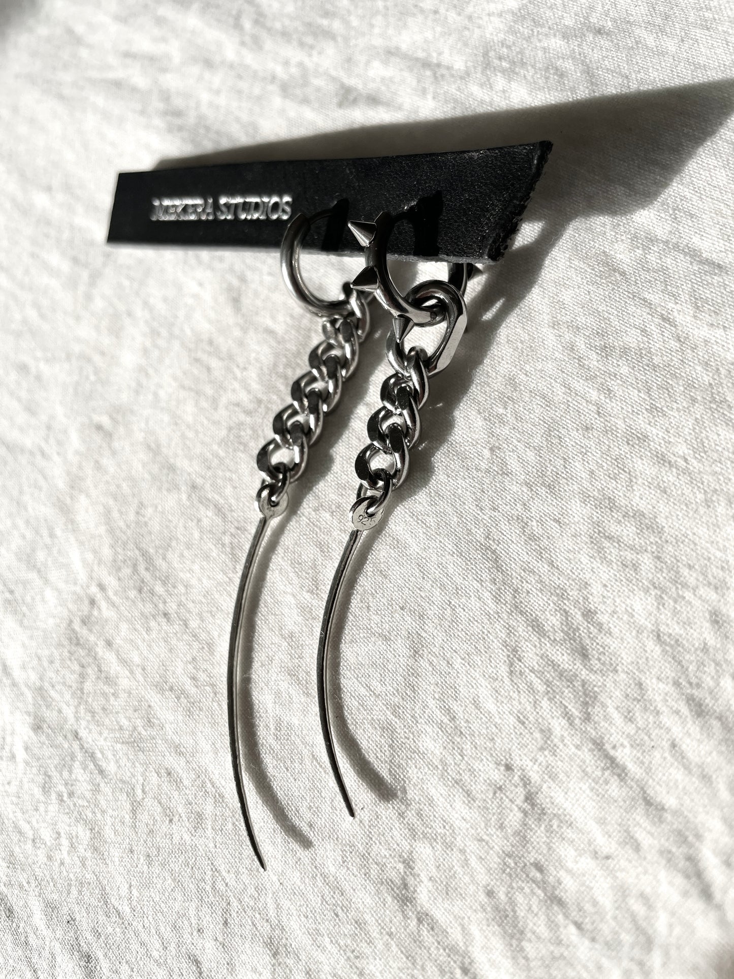 The Curve-3 long chain Spike earrings Silver 925 Limited Edition Handcrafted - MEKERA STUDIOS