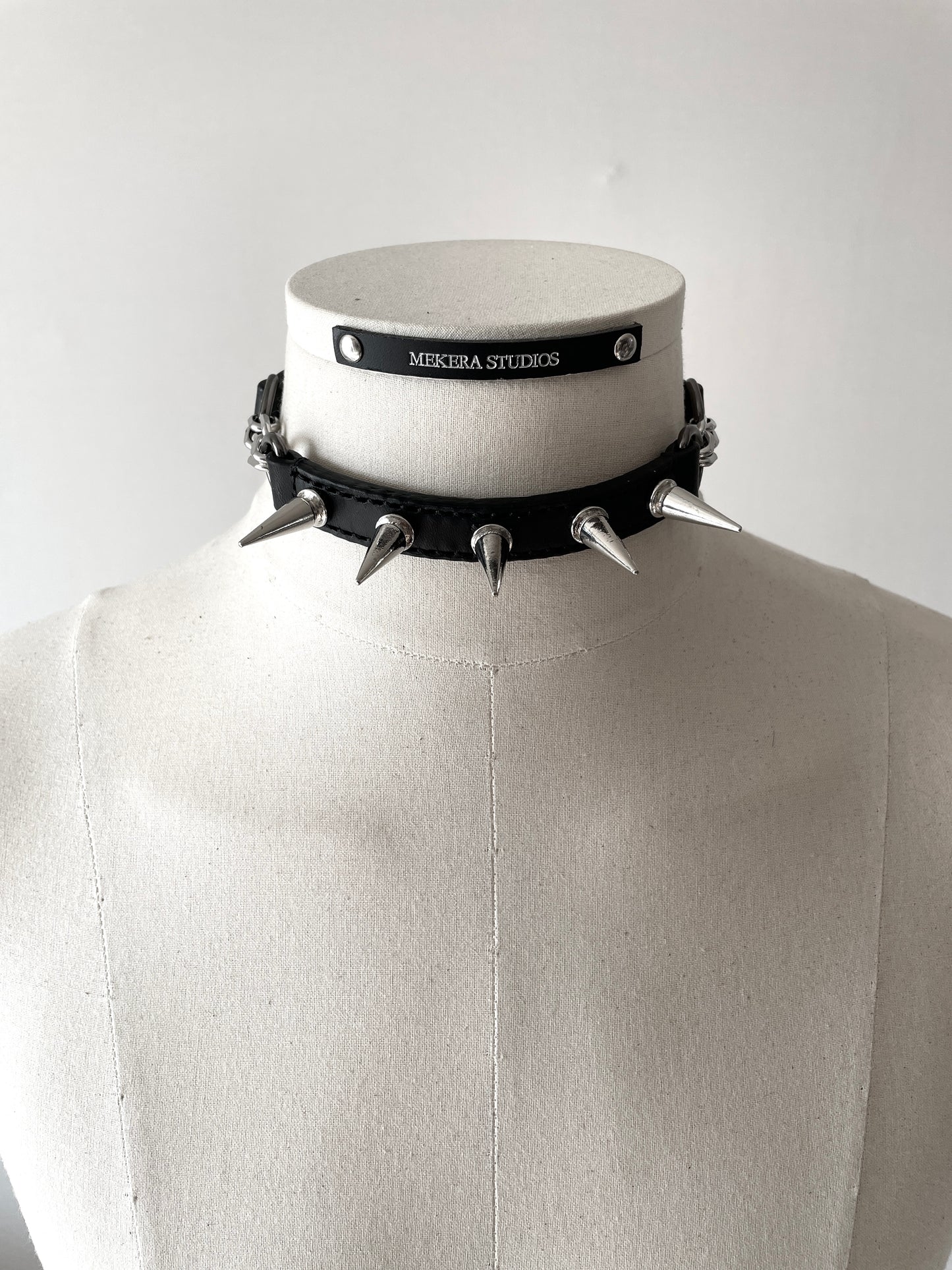 CX6 Limited Edition Handcrafted Leather Spike Choker Necklace - MEKERA STUDIOS