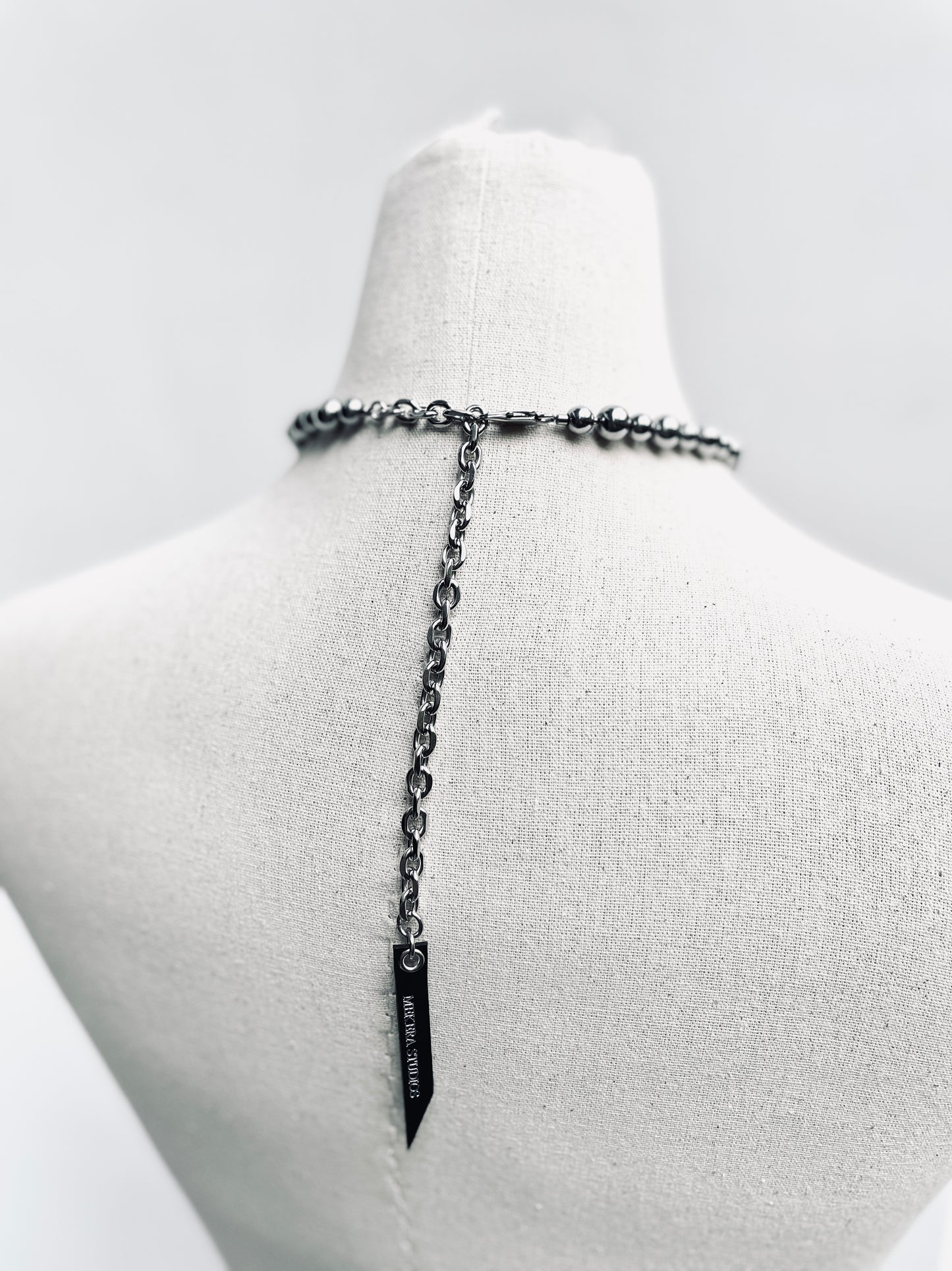 HSX1 Silver shining Hematite mirror Ball Necklace Long chain Choker-MEKERA STUDIOS