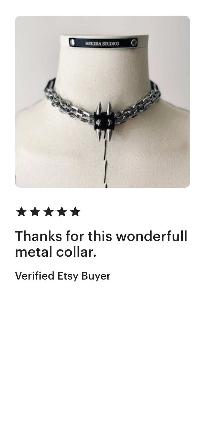 CX1-1 Limited Edition Handcrafted Punk Grunge Goth Gothic Choker Spike Necklace Leather Chain For women For men-MEKERA STUDIOS