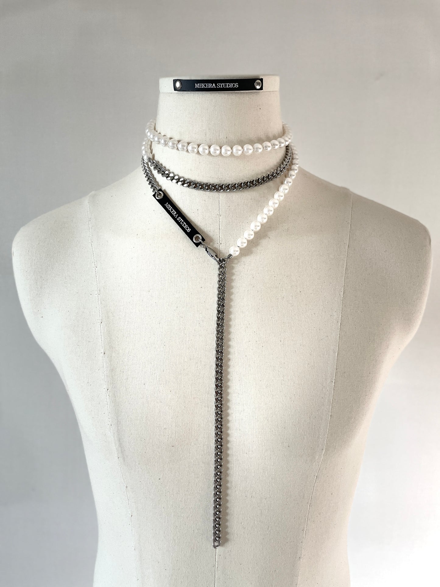 VYP1 Pearl Necklace Long chain Handcrafted Choker - MEKERA STUDIOS