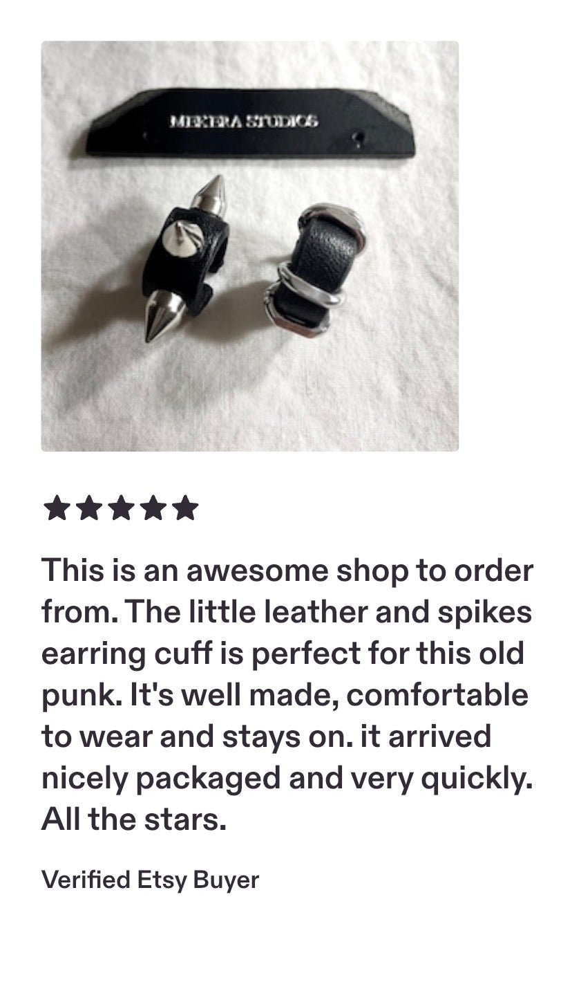 Handcrafted Leather Spike Ear Cuff M-10 limited edition by artisans ー MEKERA STUDIOS