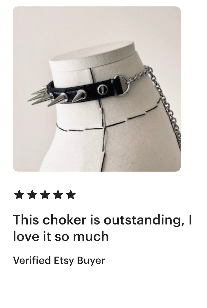 LXX5-SPIKE Choker Necklace Leather Chain - MEKERA STUDIOS