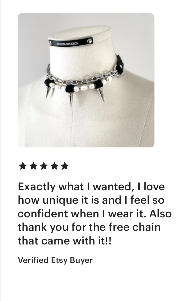 PK2 Pearl Spike Necklace Long chain Handcrafted Choker-MEKERA STUDIOS for men for women