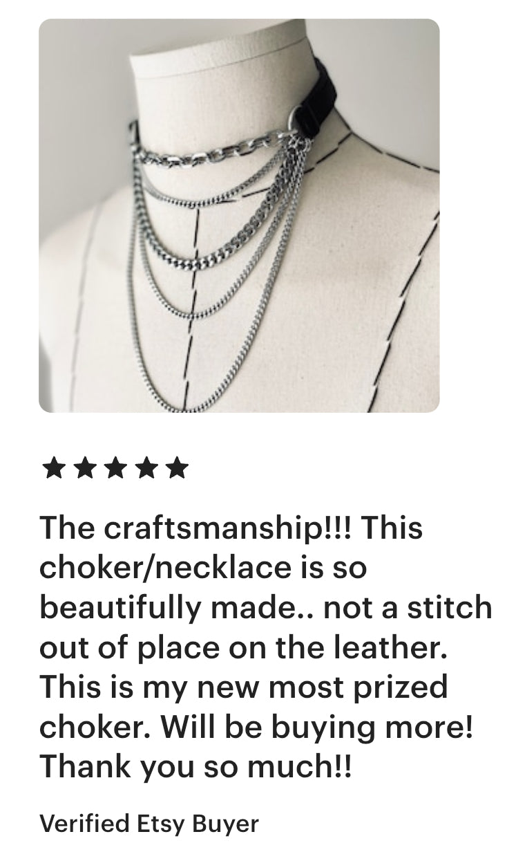 LX4 Choker Necklace Leather Chain - MEKERA STUDIOS