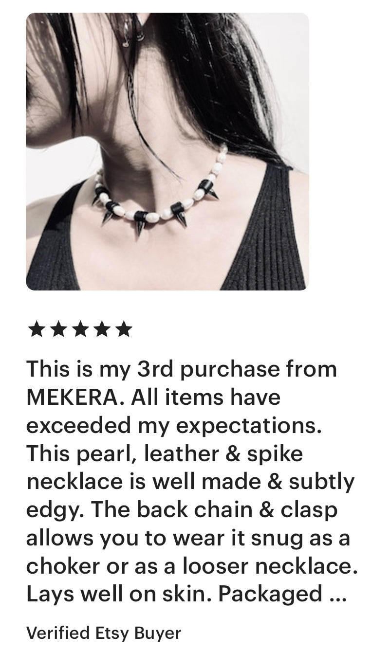 PK1 Pearl Spike Necklace Long chain Handcrafted Choker-MEKERA STUDIOS