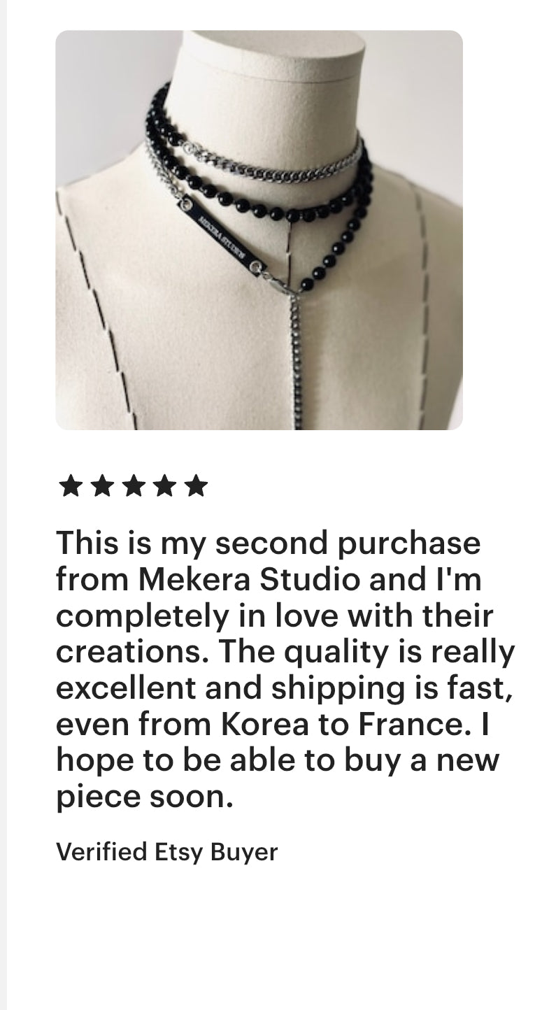 VXS6 Onyx Black Spinel Necklace Long chain Choker - MEKERA STUDIOS