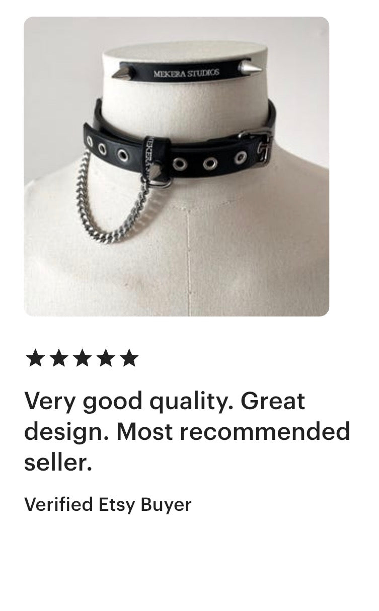Handcrafted Italian Leather Choker M-2 Limited Edition Handcrafted - MEKERA STUDIOS