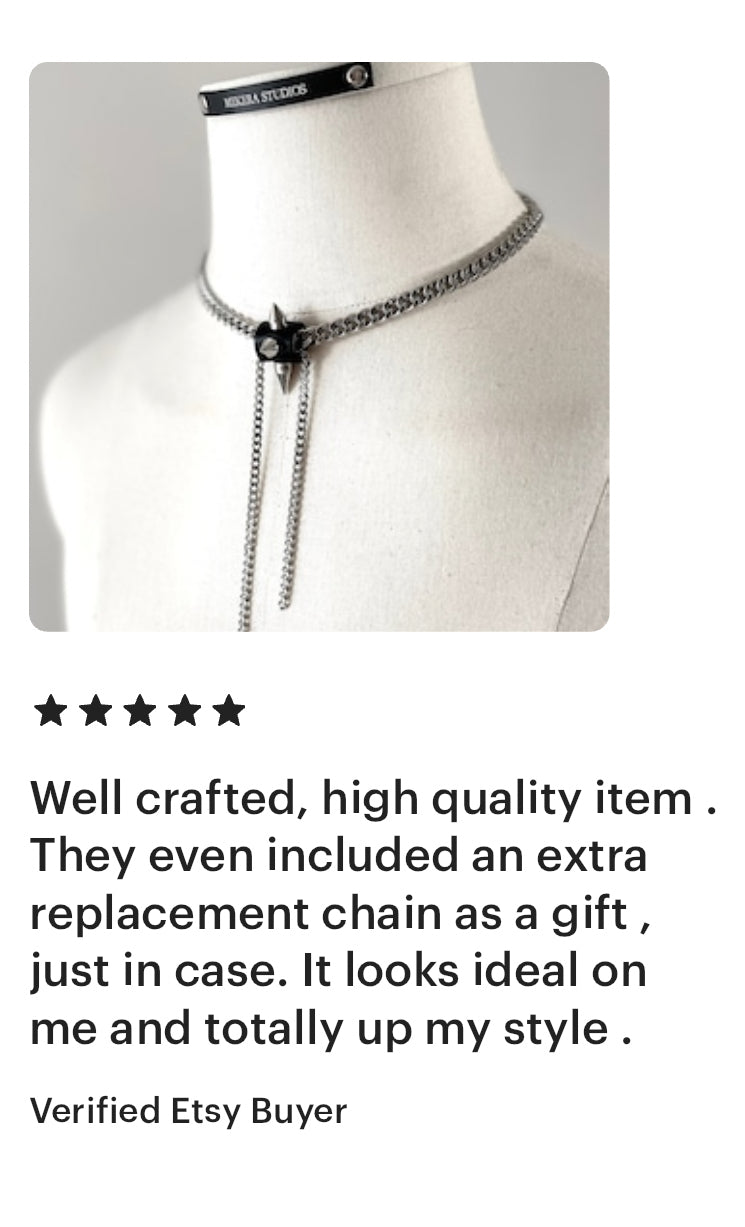 SX1 Limited Edition Handcrafted Choker Spike Necklace Leather Chain For women For men-MEKERA STUDIOS