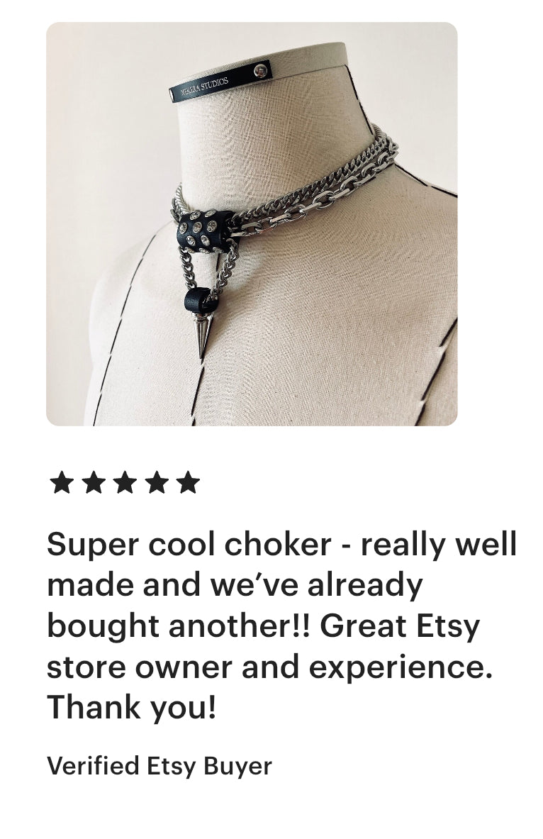 CX3 Limited Edition Handcrafted Choker Spike Necklace Leather Chain For women For men - MEKERA STUDIOS