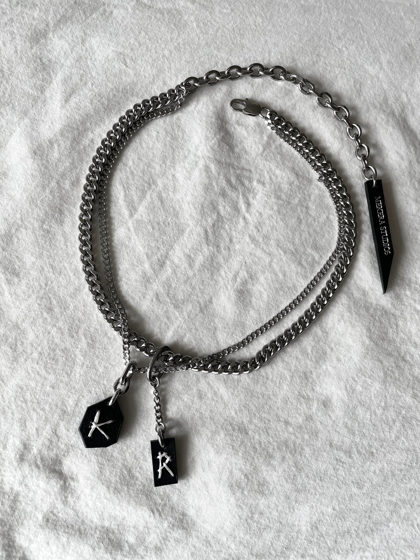 Initial S-2 수•繡•SU collection - Embroider Handcrafted Personal Name Pendants - MEKERA STUDIOS