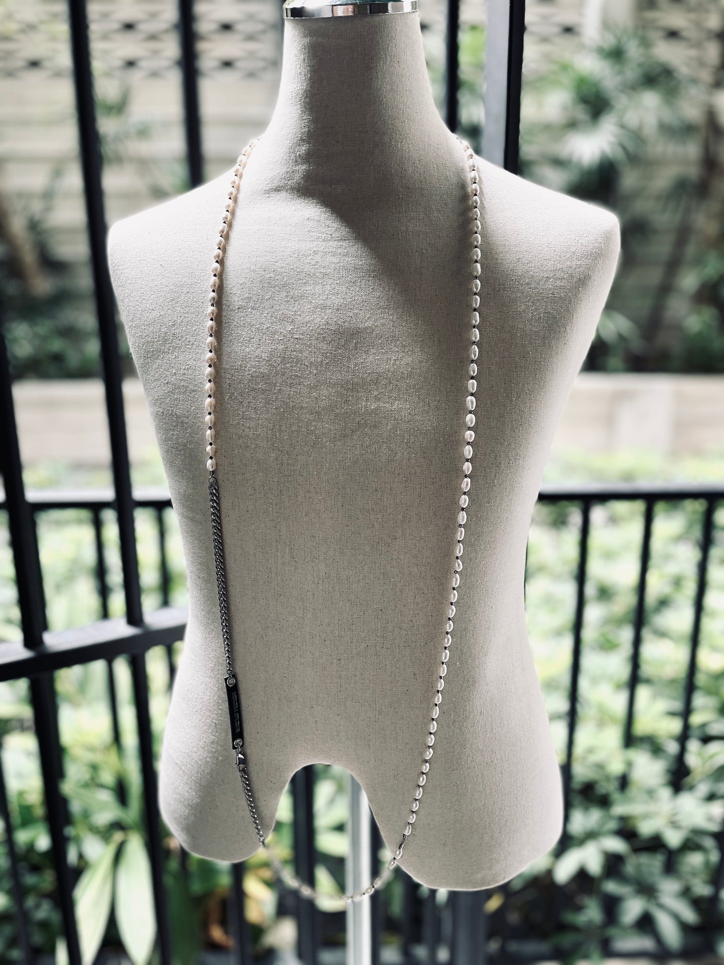 VXP4 Pearl Necklace Long chain Handcrafted Choker - MEKERA STUDIOS