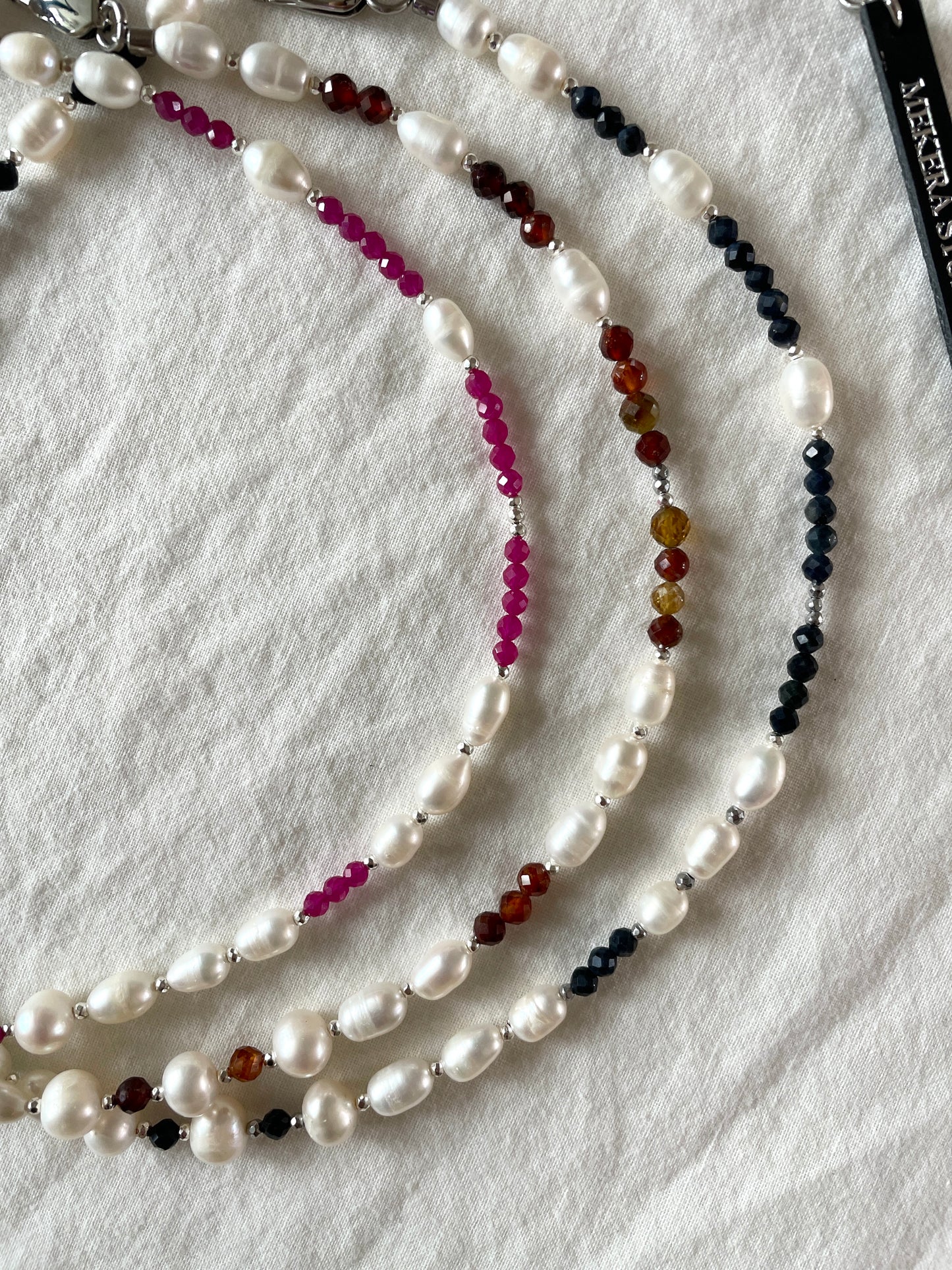 Collection { J } True Pearl & Stones Necklace J-3 - MEKERA STUDIOS