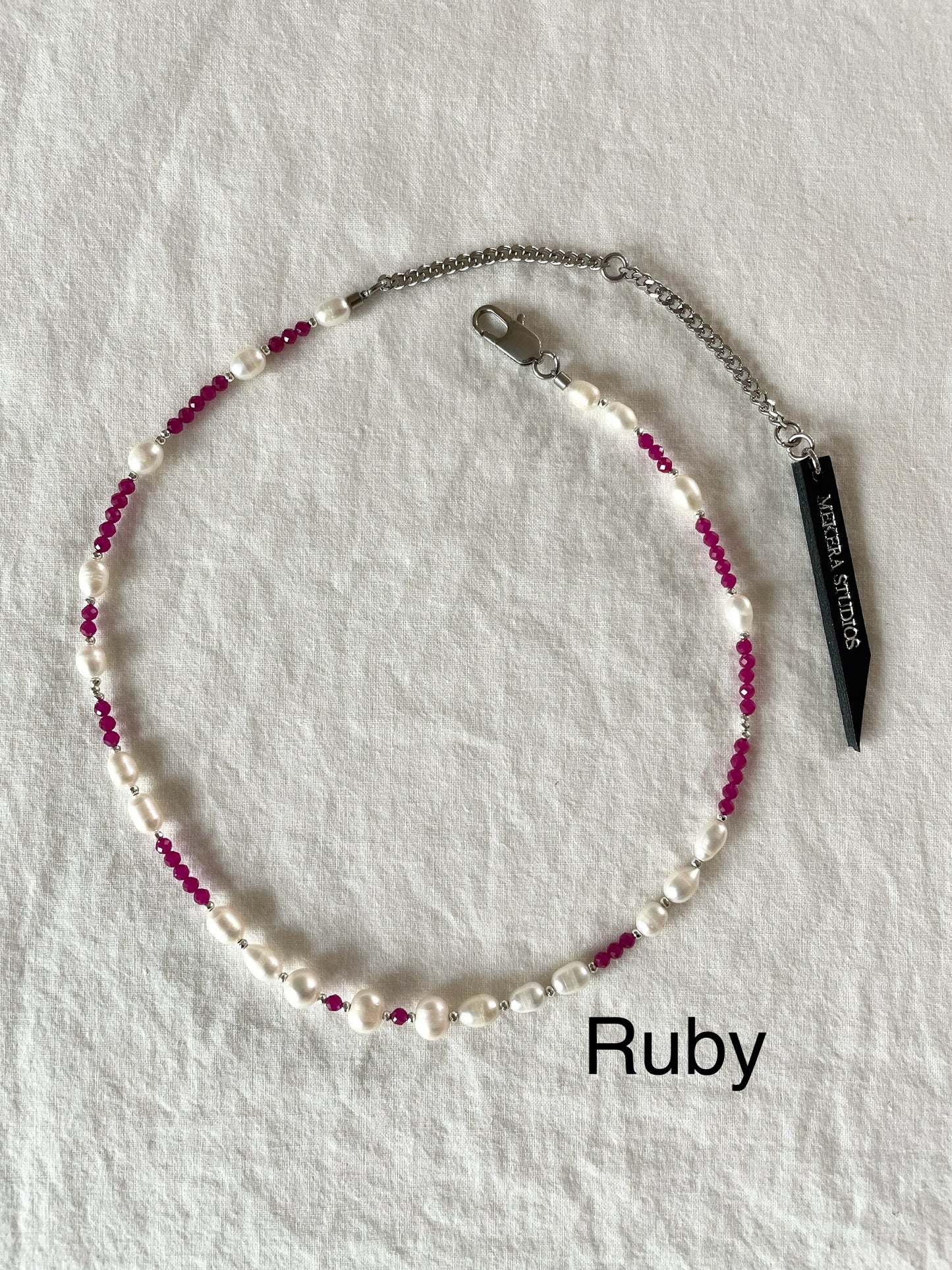 Collection { J } True Pearl & Stones Necklace J-3 - MEKERA STUDIOS