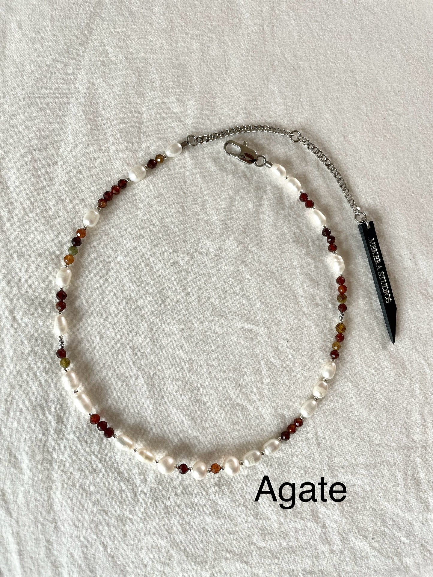 Collection { J } True Pearl & Stones Necklace J-3 - MEKERA STUDIOS