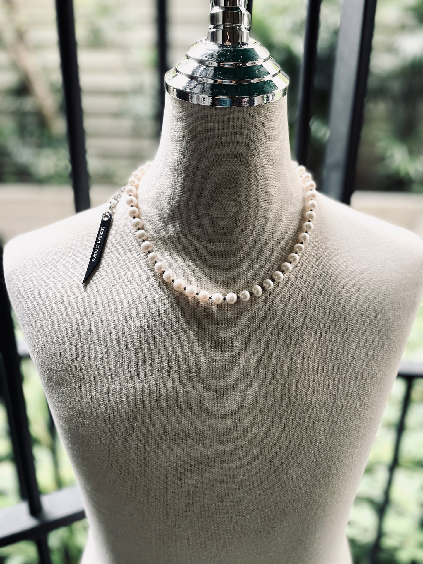 VXP6 Pearl Necklace Long chain Handcrafted Choker - MEKERA STUDIOS