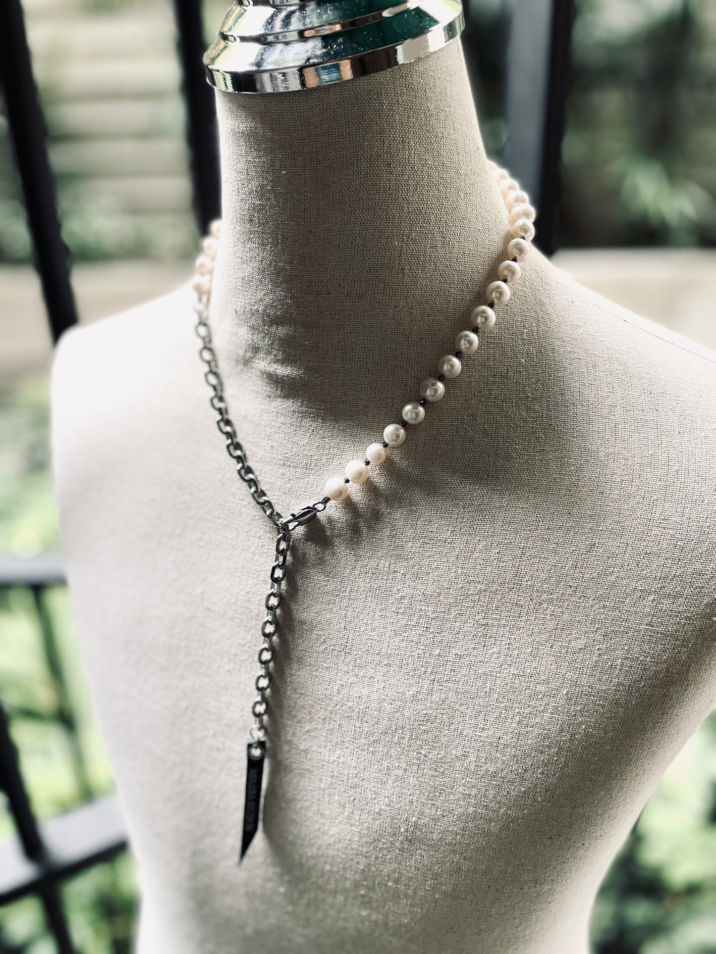 VXP6 Pearl Necklace Long chain Handcrafted Choker - MEKERA STUDIOS