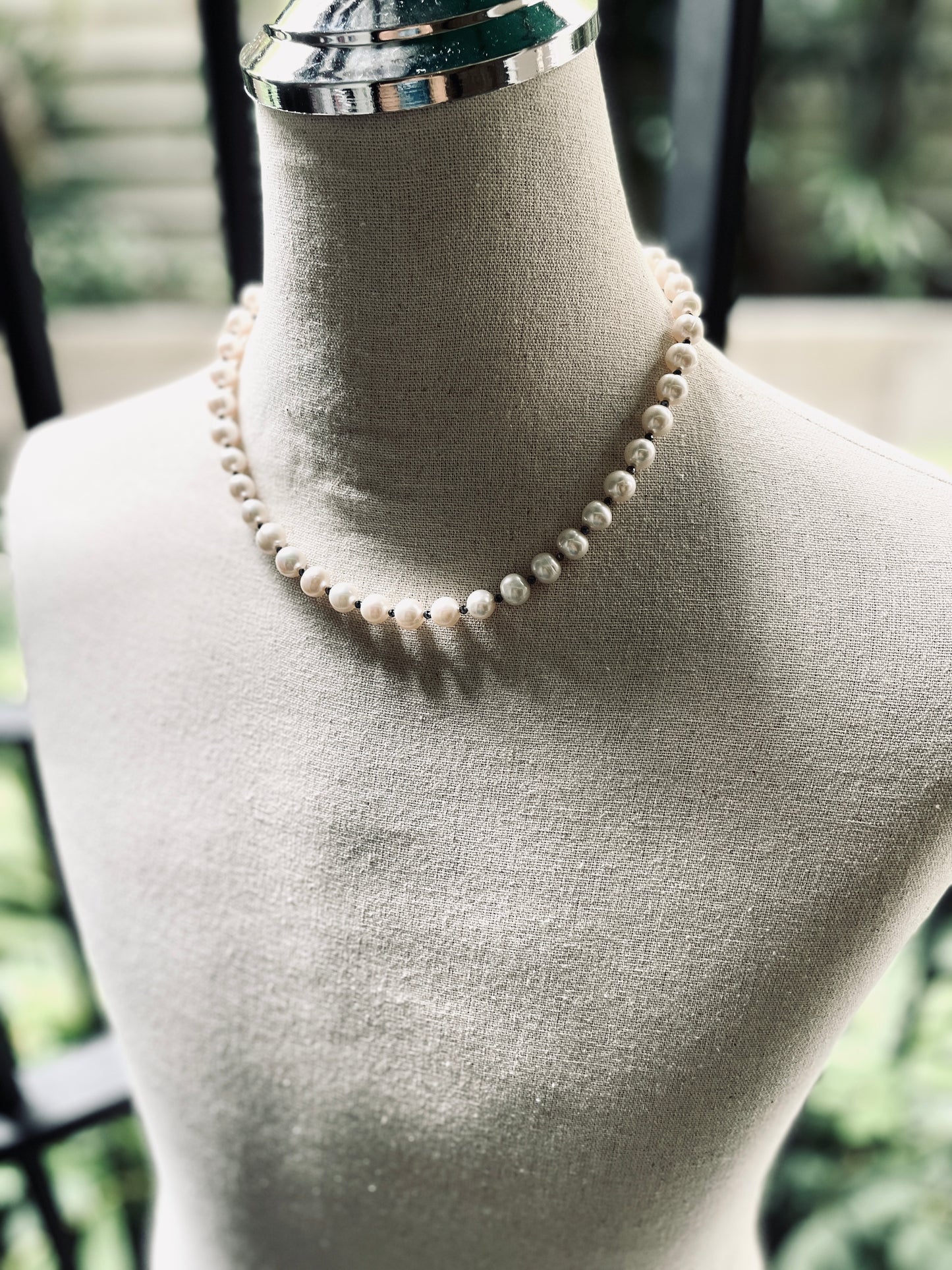 VXP6 Pearl Necklace Long chain Handcrafted Choker - MEKERA STUDIOS