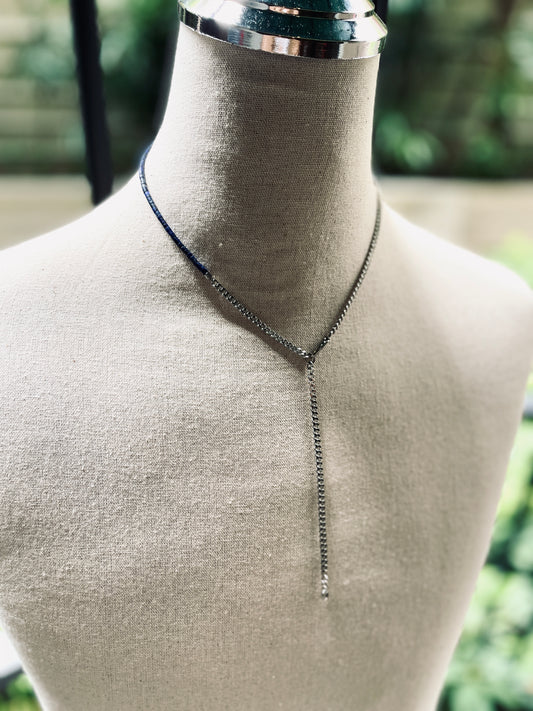 SP4 Lapis Lazuli Y Necklace chain Choker - MEKERA STUDIOS