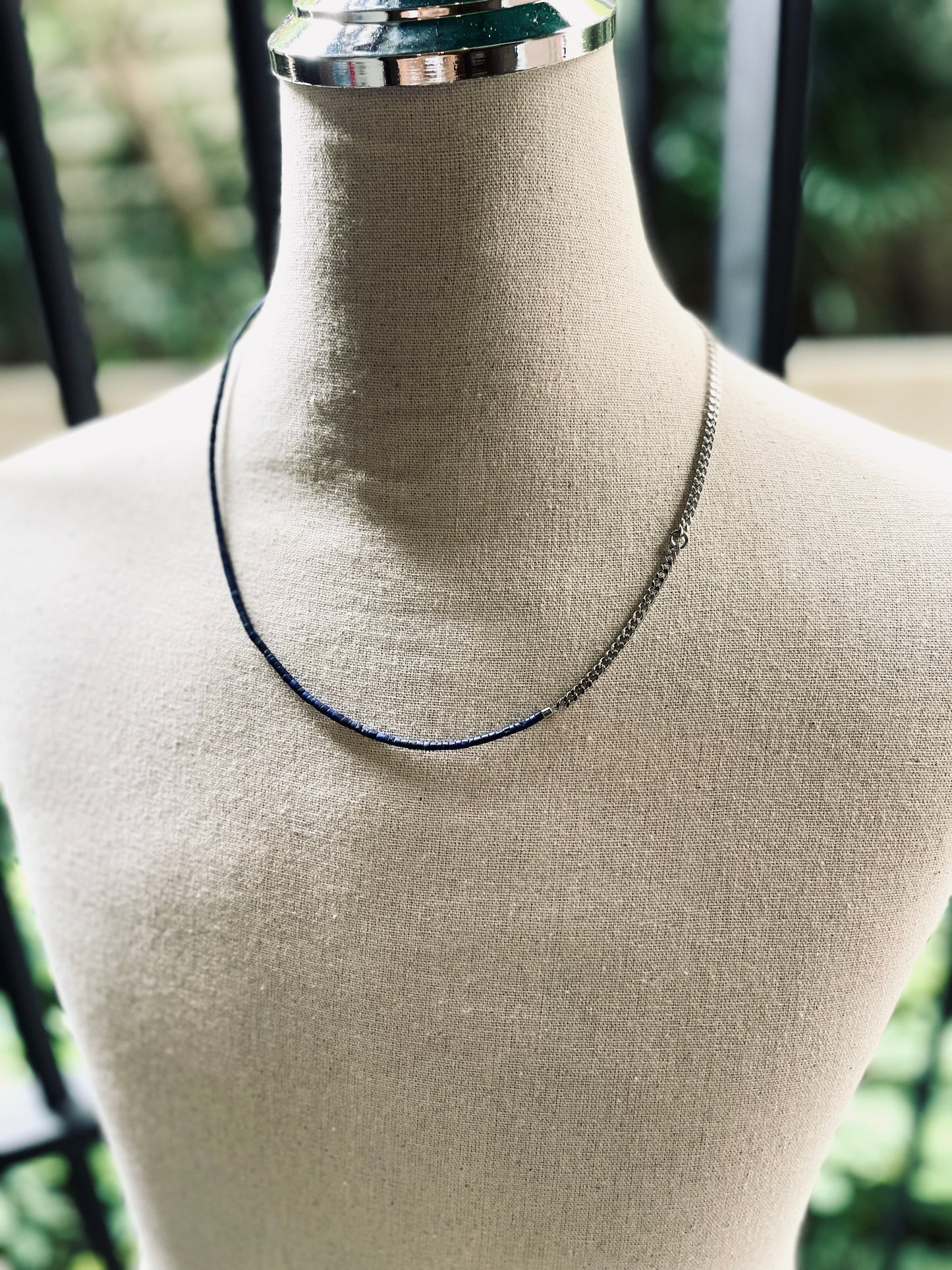 SP4 Lapis Lazuli Y Necklace chain Choker - MEKERA STUDIOS