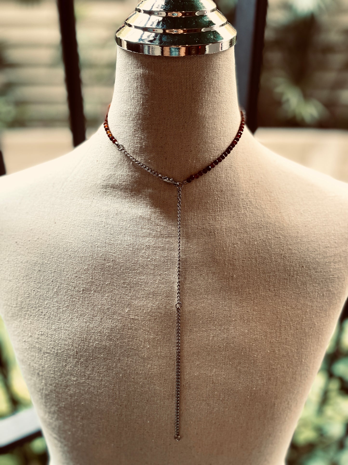 SP5 Sparkling Agate Y Necklace chain Choker - MEKERA STUDIOS