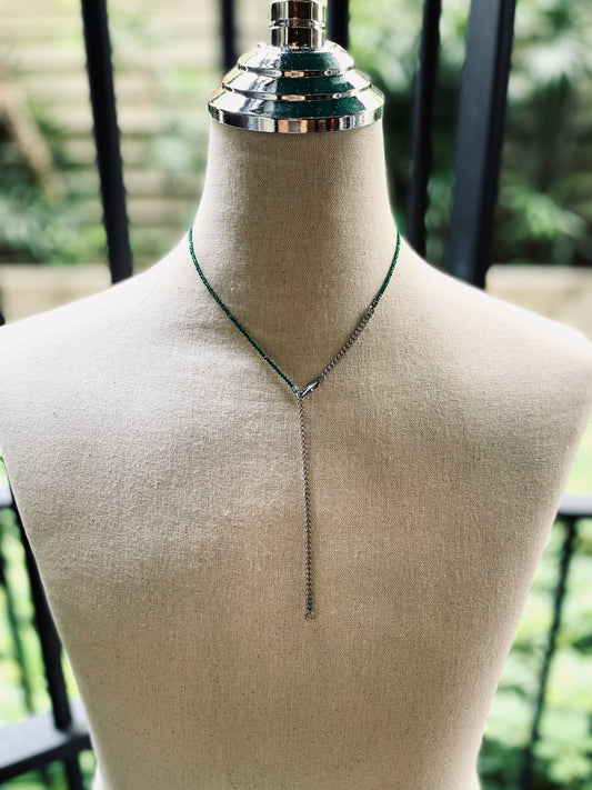 SP6 Green Onyx Y Necklace chain Choker - MEKERA STUDIOS