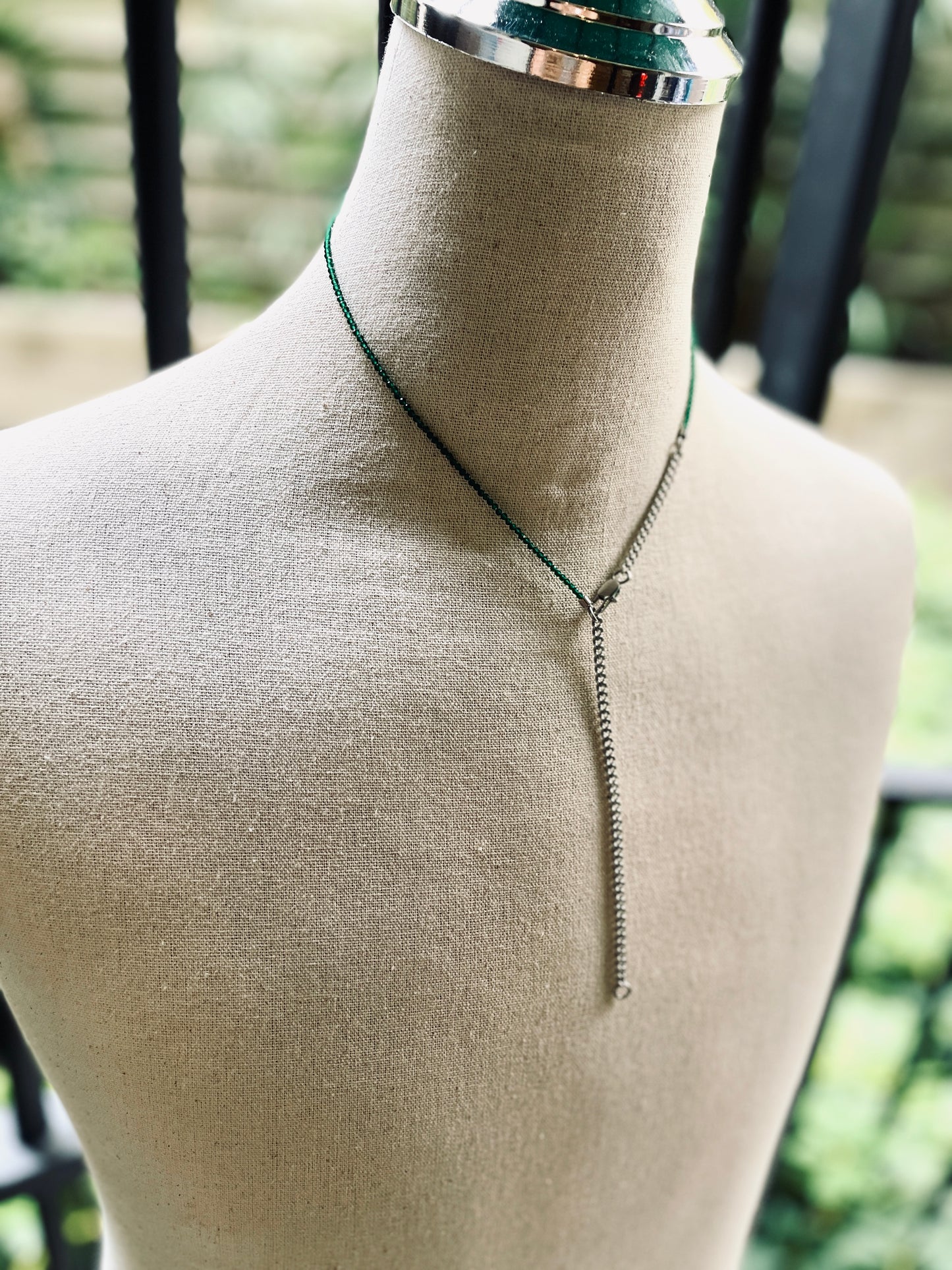 SP6 Green Onyx Y Necklace chain Choker - MEKERA STUDIOS