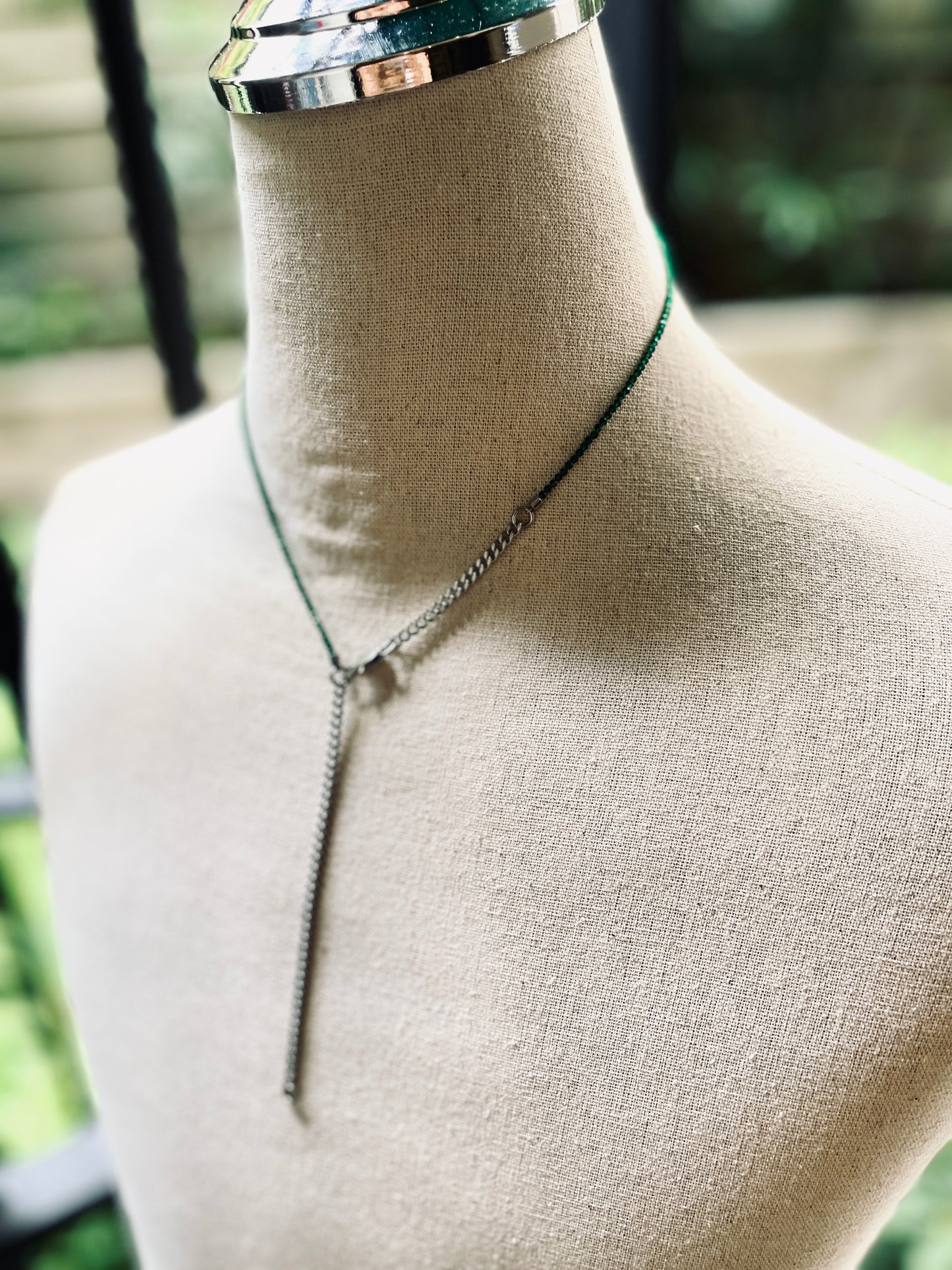 SP6 Green Onyx Y Necklace chain Choker - MEKERA STUDIOS