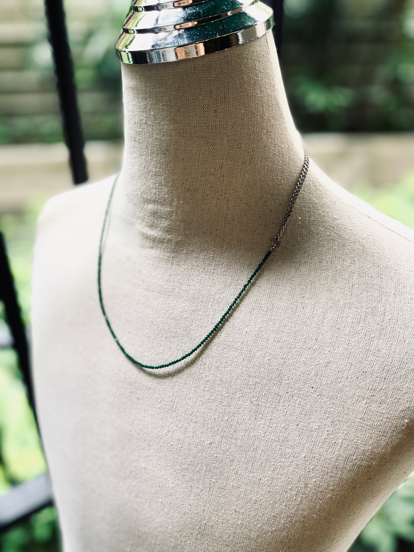 SP6 Green Onyx Y Necklace chain Choker - MEKERA STUDIOS