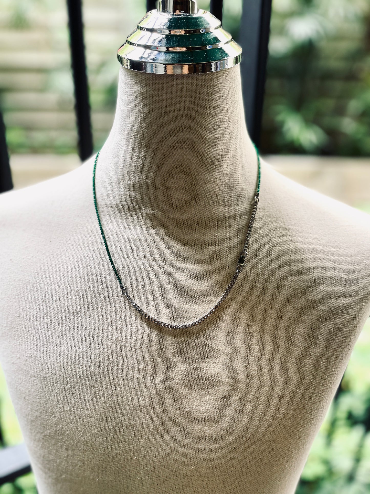 SP6 Green Onyx Y Necklace chain Choker - MEKERA STUDIOS