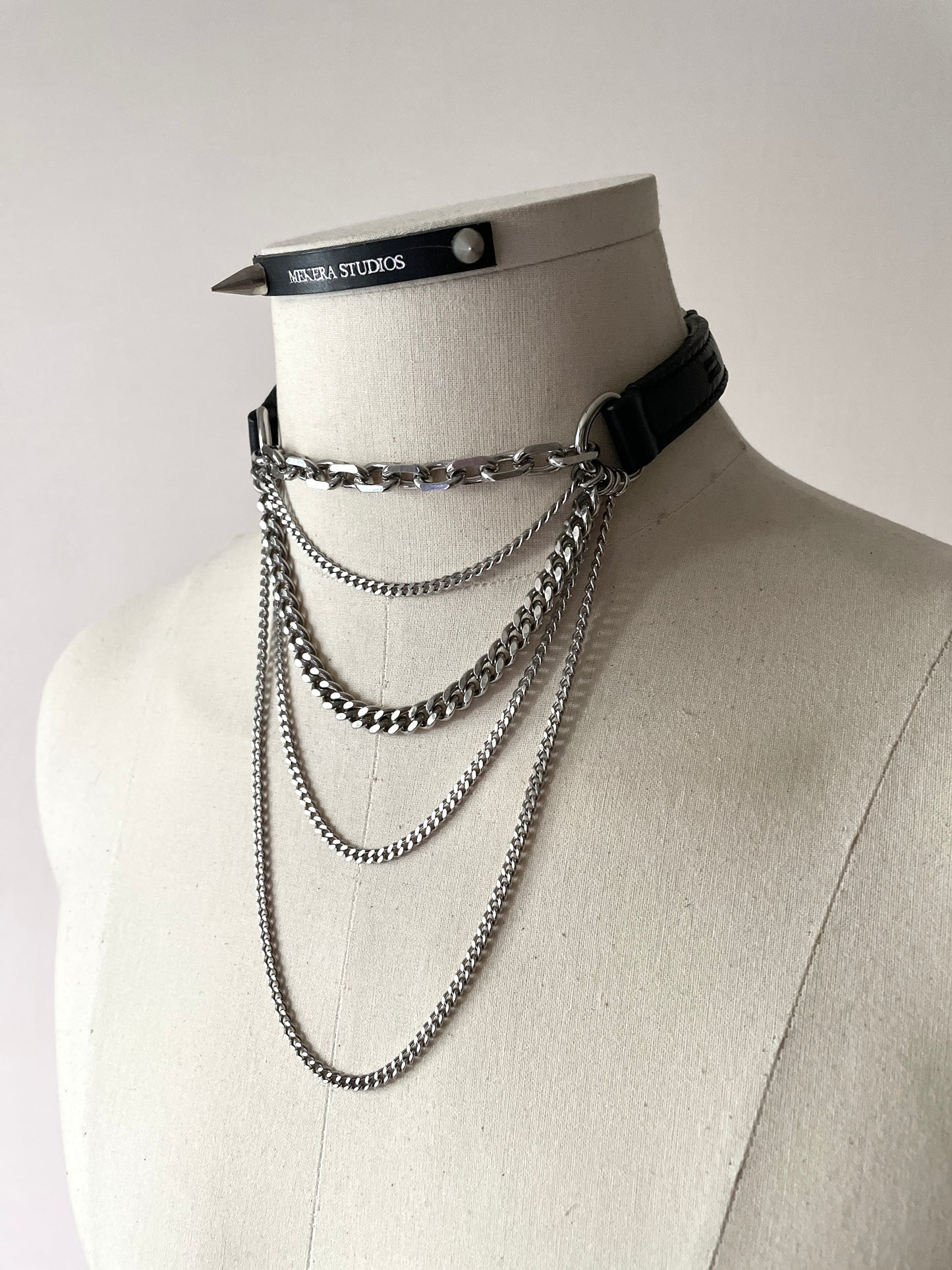 LX4 Choker Necklace Leather Chain - MEKERA STUDIOS