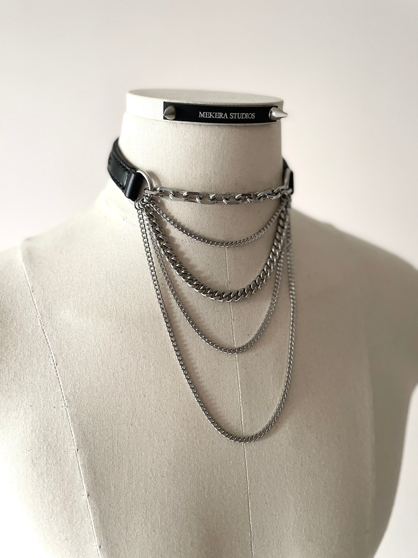LX4 Choker Necklace Leather Chain - MEKERA STUDIOS