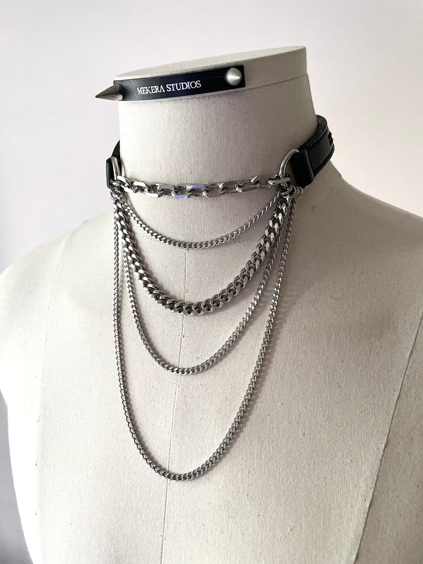 LX4 Choker Necklace Leather Chain - MEKERA STUDIOS