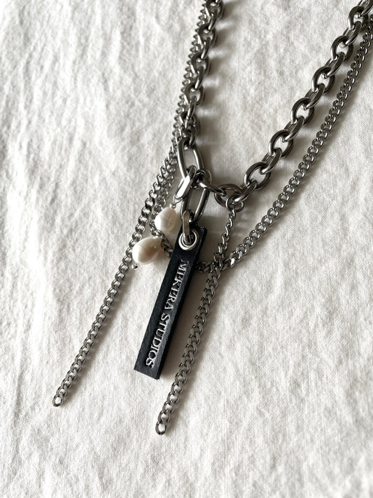 Layered Chain & Pearl Necklace J-4 Collection { J } - MEKERA STUDIOS