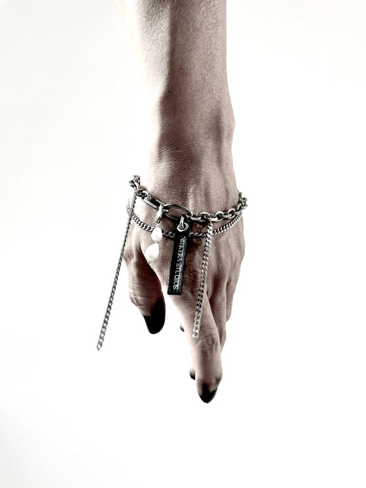 Layered Chain & Pearl Bracelet J-5 Collection { J } - MEKERA STUDIOS