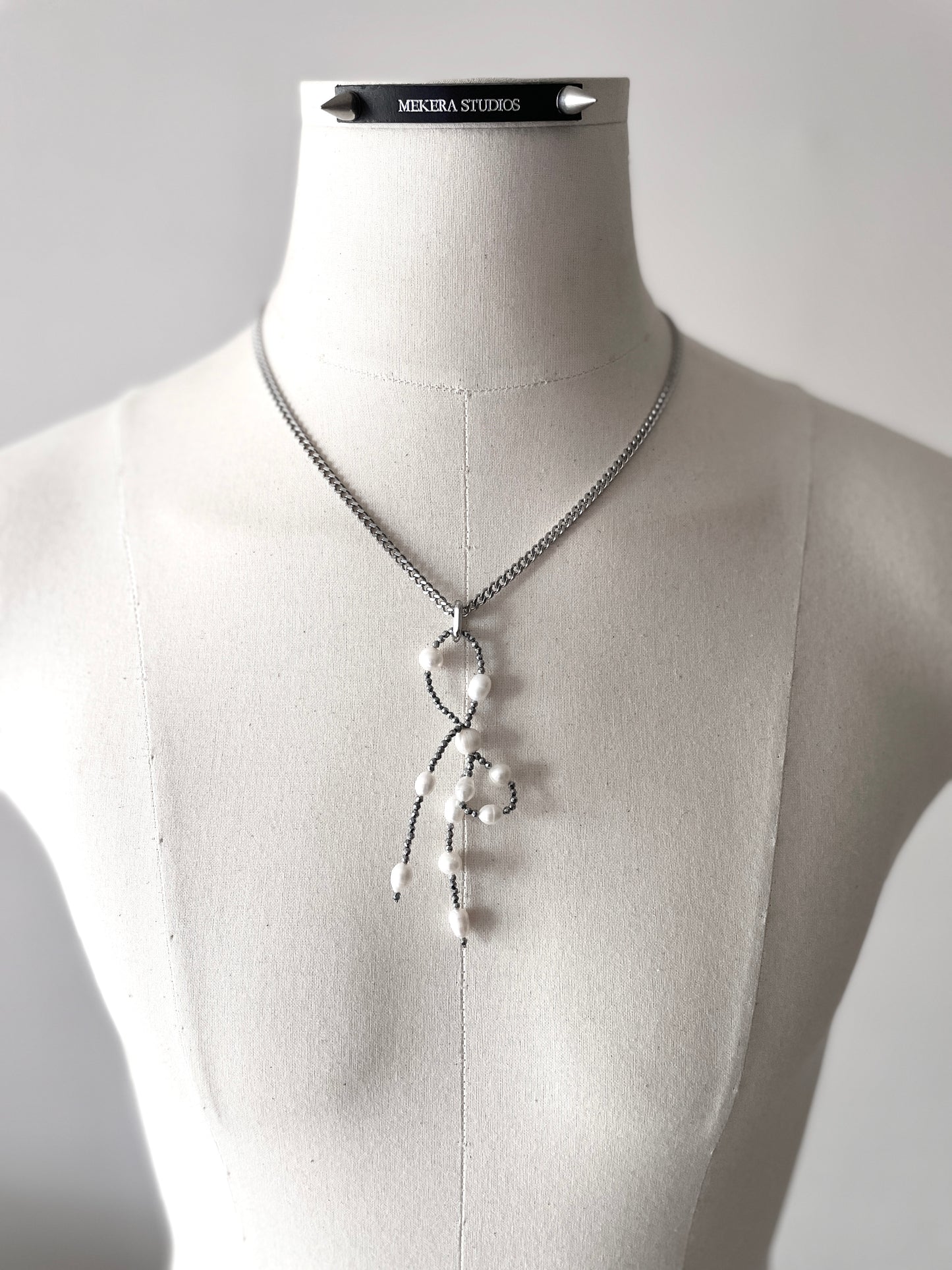 Pearl ribbon earrings J-6 Collection { J } multiple pendant necklace - MEKERA STUDIOS