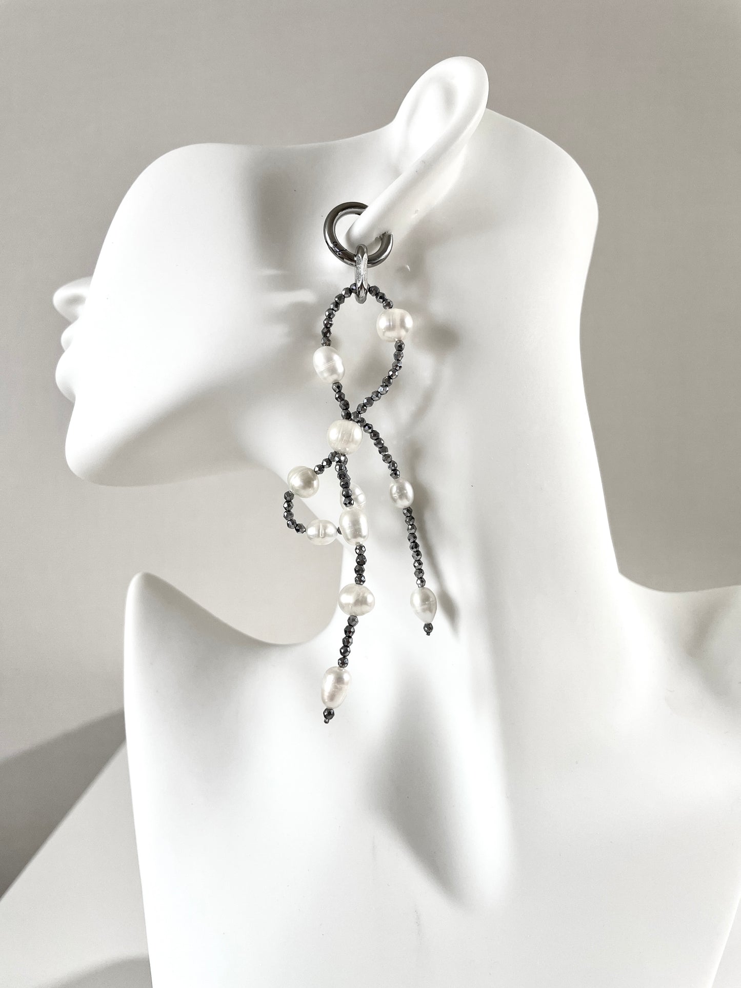 Pearl ribbon earrings J-6 Collection { J } multiple pendant necklace - MEKERA STUDIOS
